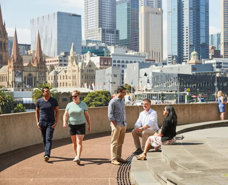 Residents enjoying the view of Arts precinct